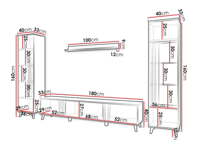 Torvos Möbelset För Vardagsrum - Brun/Svart - Förvaring - Förvaringsmöbler - Möbelset för vardagsrum