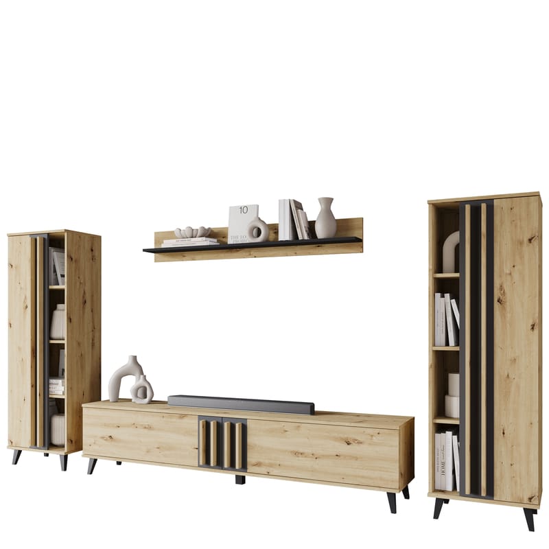 Torvos Möbelset För Vardagsrum - Brun/Svart - Förvaring - Förvaringsmöbler - Möbelset för vardagsrum