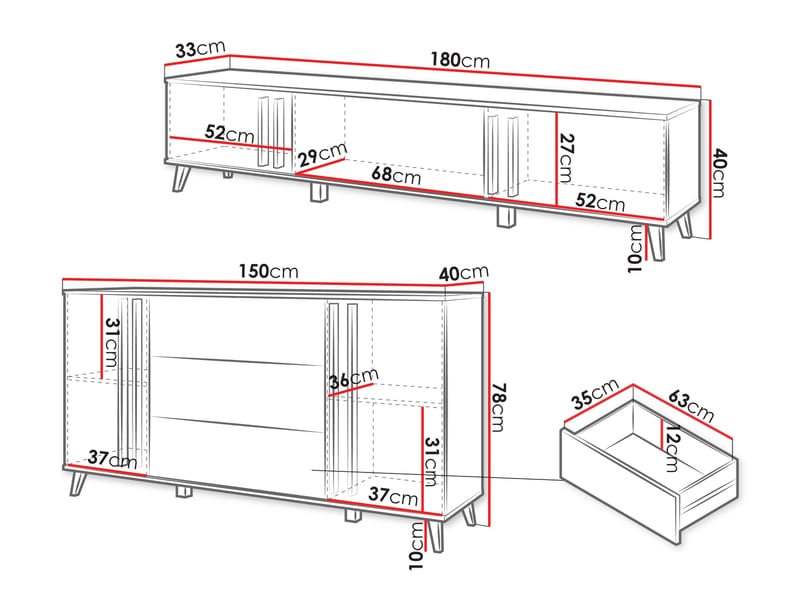 Torvos Möbelset För Vardagsrum - Brun/Svart - Förvaring - Förvaringsmöbler - Möbelset för vardagsrum