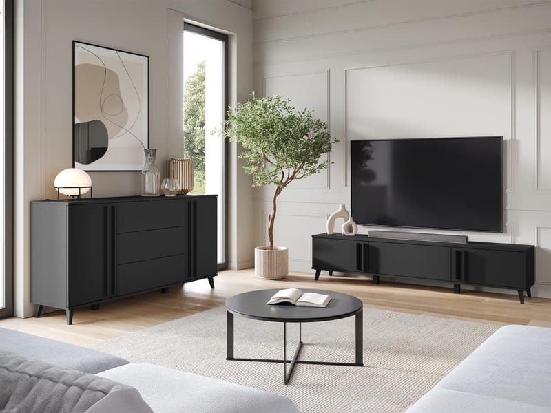 Torvos Möbelset För Vardagsrum - Svart - Förvaring - Förvaringsmöbler - Möbelset för vardagsrum