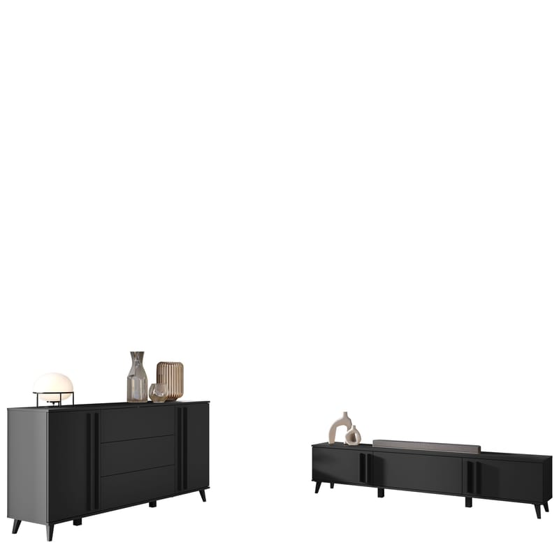 Torvos Möbelset För Vardagsrum, Svart