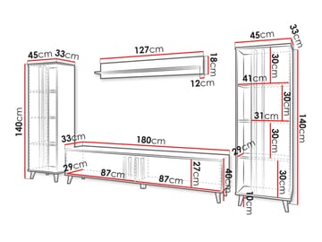 Torvos Möbelset För Vardagsrum - Svart - Förvaring - Förvaringsmöbler - Möbelset för vardagsrum