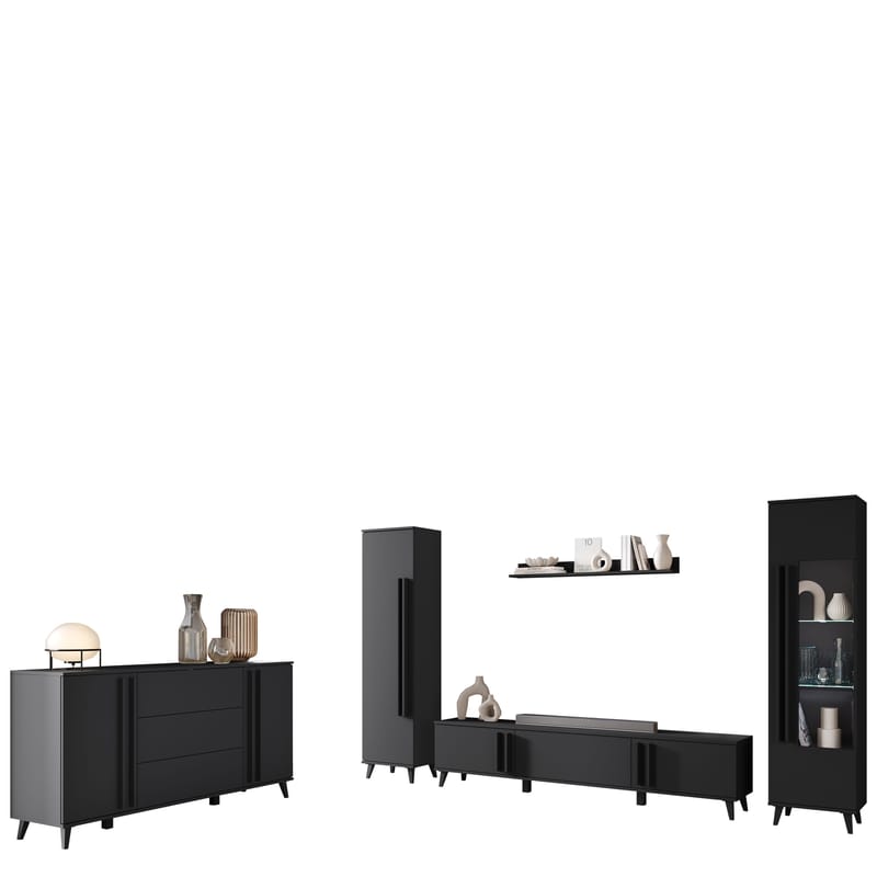 Torvos Möbelset För Vardagsrum - Svart - Förvaring - Förvaringsmöbler - Möbelset för vardagsrum