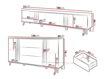 Torvos Möbelset För Vardagsrum - Svart - Förvaring - Förvaringsmöbler - Möbelset för vardagsrum