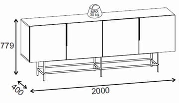 Truvia Konsol 200x77,9x40 cm - Antracit och svart - Förvaring - Förvaringsmöbler - Sideboard & skänk
