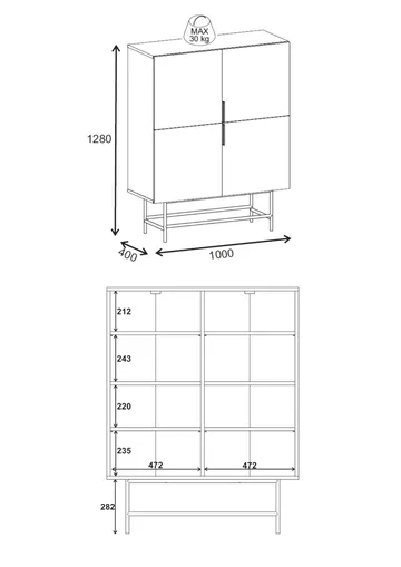 Truvia Sideboard 100x128x40 cm - Milano valnöt svart - Förvaring - Förvaringsmöbler - Sideboard & skänk