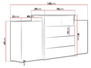 Urbanie Byrå 150 cm - beige - Förvaring - Förvaringsmöbler - Sideboard & skänk