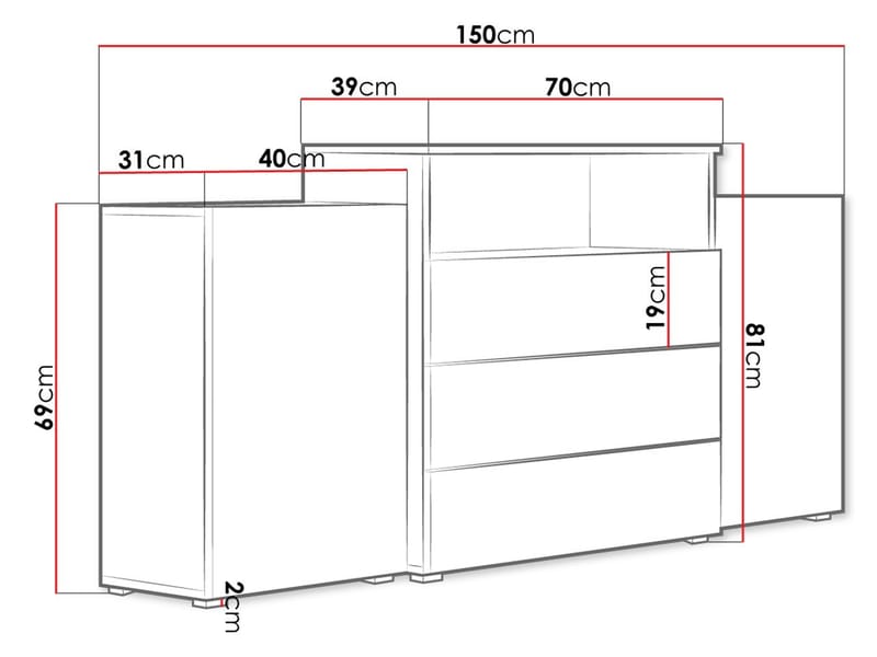 Urbanie Byrå 150 cm - beige - Förvaring - Förvaringsmöbler - Sideboard & skänk