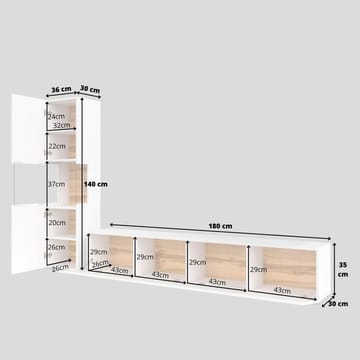 Väggenhet Ava 2 delar (05+40) - Vit - Förvaring - Förvaringsmöbler - Möbelset för vardagsrum