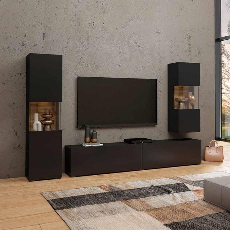 Väggenhet Ava 3 delar (05+07+40) - Svart onyx - Förvaring - Förvaringsmöbler - Möbelset för vardagsrum