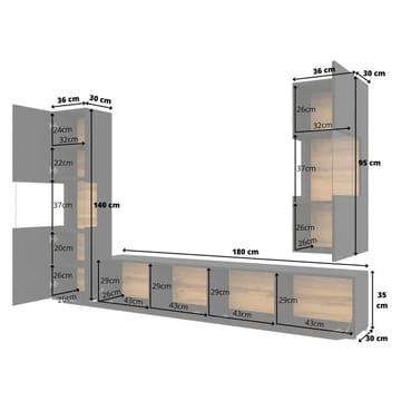 Väggenhet Ava 3 delar (05+07+40) - Svart onyx - Förvaring - Förvaringsmöbler - Möbelset för vardagsrum