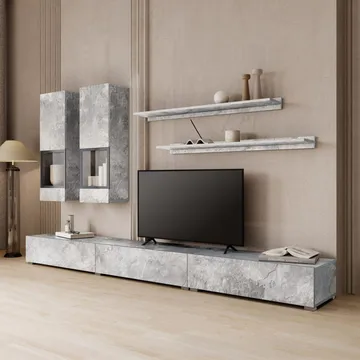 Väggenhet Baros - Betongljus - Förvaring - Förvaringsmöbler - Möbelset för vardagsrum