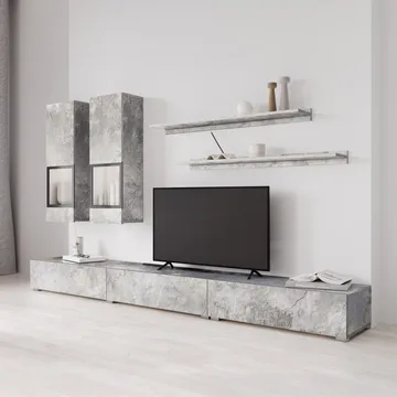 Väggenhet Baros - Betongljus - Förvaring - Förvaringsmöbler - Möbelset för vardagsrum