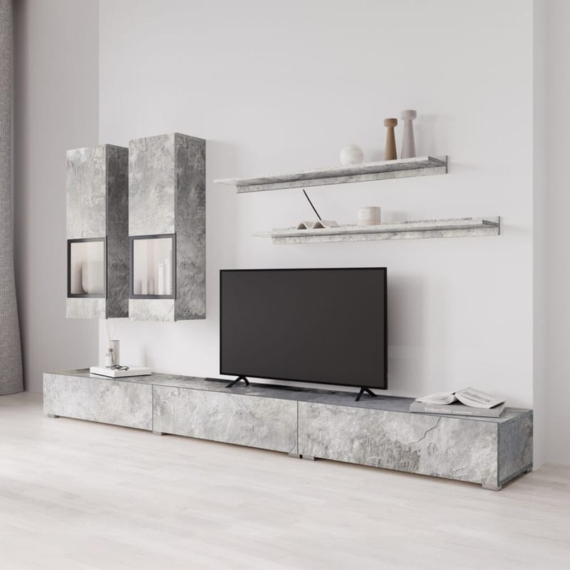 Väggenhet Baros - Betongljus - Förvaring - Förvaringsmöbler - Möbelset för vardagsrum