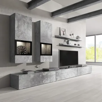 Väggenhet Baros - Betongljus - Förvaring - Förvaringsmöbler - Möbelset för vardagsrum