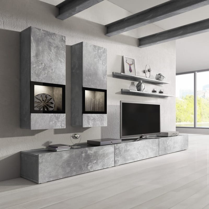 Väggenhet Baros - Betongljus - Förvaring - Förvaringsmöbler - Möbelset för vardagsrum