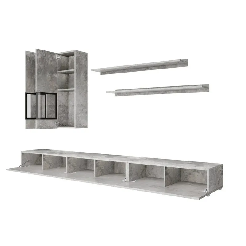 Väggenhet Baros - Betongljus - Förvaring - Förvaringsmöbler - Möbelset för vardagsrum