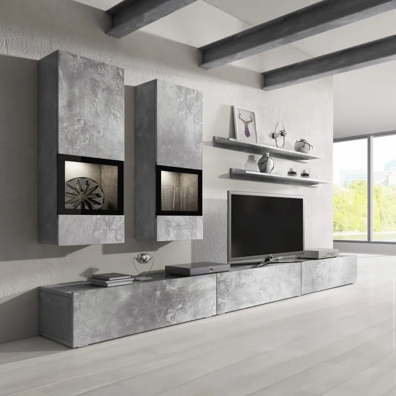 Väggenhet Baros - Betongljus - Förvaring - Förvaringsmöbler - Möbelset för vardagsrum