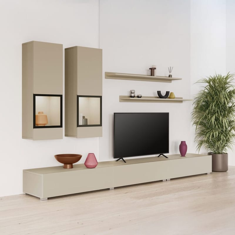 Väggenhet Baros - Ljus Beige - Förvaring - Förvaringsmöbler - Möbelset för vardagsrum