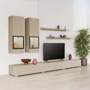 Väggenhet Baros - Ljus Beige - Förvaring - Förvaringsmöbler - Möbelset för vardagsrum