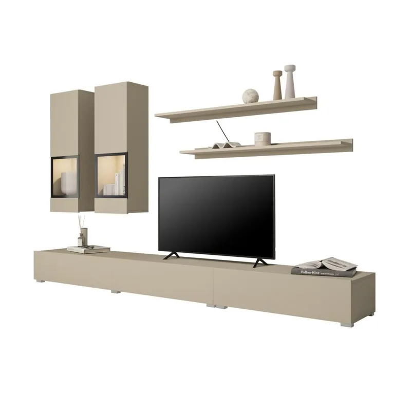 Väggenhet Baros - Ljus Beige - Förvaring - Förvaringsmöbler - Möbelset för vardagsrum