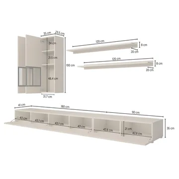 Väggenhet Baros - Ljus Beige - Förvaring - Förvaringsmöbler - Möbelset för vardagsrum