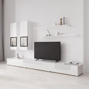 Väggenhet Baros - Vit Laminat - Förvaring - Förvaringsmöbler - Möbelset för vardagsrum