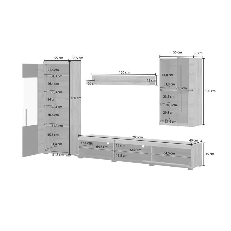 Väggenhet Roger 4 delar - Wotan Ek - Förvaring - Förvaringsmöbler - Möbelset för vardagsrum