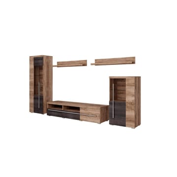 Väggenhet Roger 5 delar - Satin Valnöt - Förvaring - Förvaringsmöbler - Möbelset för vardagsrum