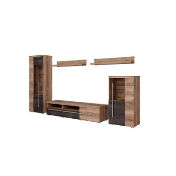 Väggenhet Roger 5 delar - Satin Valnöt - Förvaring - Förvaringsmöbler - Möbelset för vardagsrum