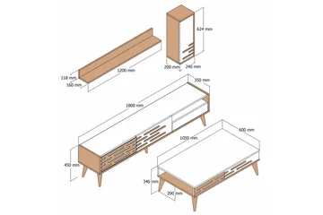 Valensiya Möbelset För Vardagsrum - Valnöt/Antracit - Förvaring - Förvaringsmöbler - Möbelset för vardagsrum