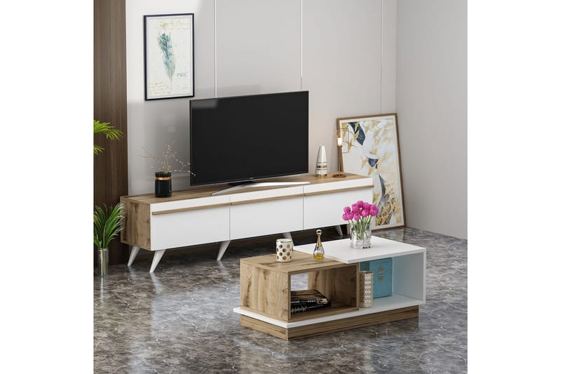 Valentina Möbelset För Vardagsrum - Vit/Blå - Förvaring - Förvaringsmöbler - Möbelset för vardagsrum