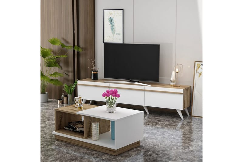 Valentina Möbelset För Vardagsrum - Vit/Blå - Förvaring - Förvaringsmöbler - Möbelset för vardagsrum