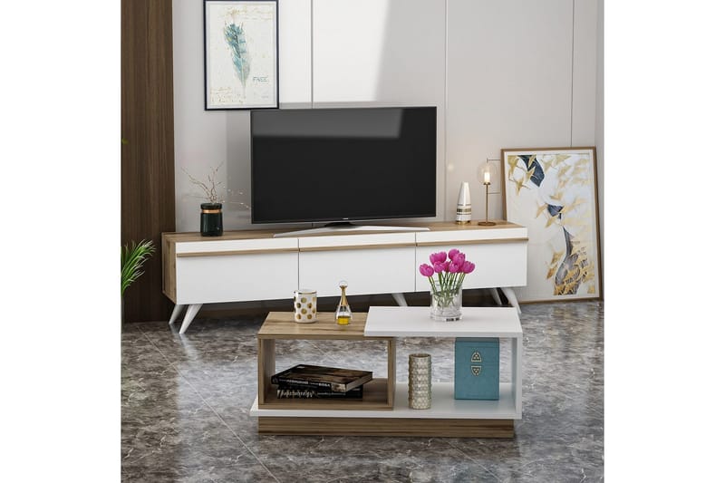 Valentina Möbelset För Vardagsrum - Vit/Blå - Förvaring - Förvaringsmöbler - Möbelset för vardagsrum