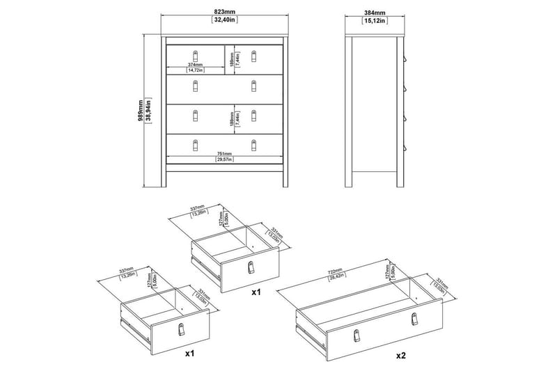 Vallvidera Byrå 82,3 cm - Svart - Förvaring - Förvaringsmöbler - Byrå