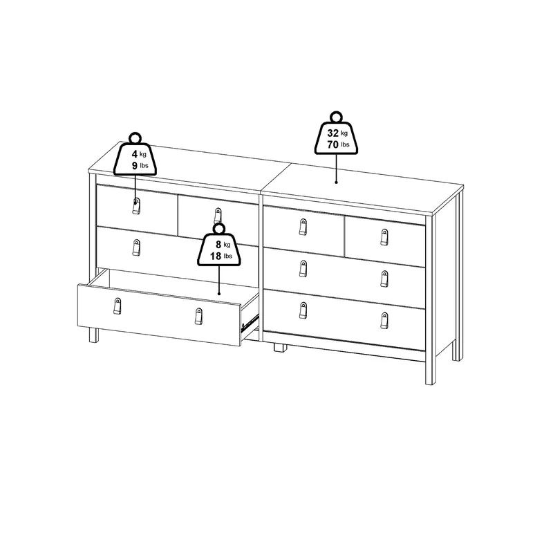 Vallvidera Byrå med 4 små och 4 större lådor 160 cm - Förvaring - Förvaringsmöbler - Byrå