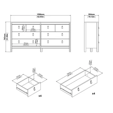 Vallvidera Byrå med 4 små och 4 större lådor 160 cm - Förvaring - Förvaringsmöbler - Byrå
