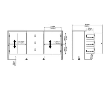 Vallvidera Sideboard med 2 dörrar och 3 lådor 151 cm - Förvaring - Förvaringsmöbler - Sideboard & skänk