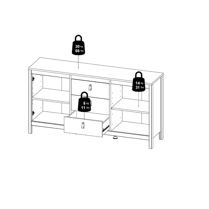 Vallvidera Sideboard med 2 dörrar och 3 lådor 151 cm - Förvaring - Förvaringsmöbler - Sideboard & skänk