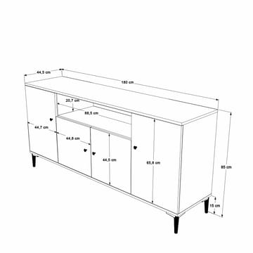 Valren Konsolbord 180x85x44,5 cm - Valnöt - Förvaring - Förvaringsmöbler - Sideboard & skänk