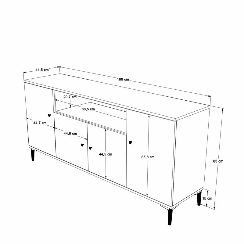 Valren Konsolbord 180x85x44,5 cm - Valnöt - Förvaring - Förvaringsmöbler - Sideboard & skänk