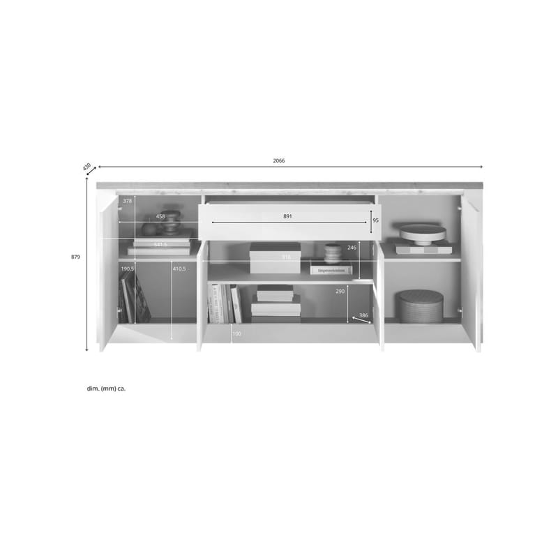 Vandesar Skänk 207 cm - Natur/Vit - Förvaring - Förvaringsmöbler - Sideboard & skänk