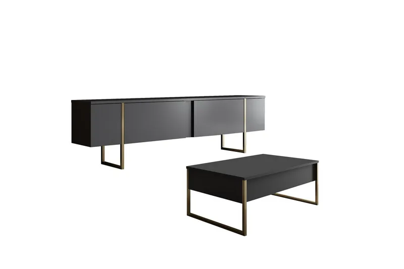 Vardagsrum Möbelset Masafumie Set Antracit / Rany - Antracit / Rany - Förvaring - Förvaringsmöbler - Möbelset för vardagsrum