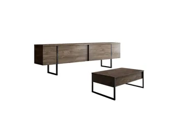 Vardagsrum Möbelset Masafumie Set Valnöt / Svart - Valnöt / Svart - Förvaring - Förvaringsmöbler - Möbelset för vardagsrum