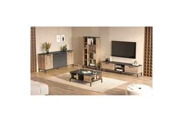 Vardagsrum Möbelset Zephral Atlantic Pine / Antracit - Natur/Antracit - Förvaring - Förvaringsmöbler - Möbelset för vardagsrum