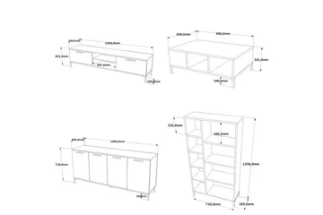 Vardagsrum Möbelset Zephral Atlantic Pine / Antracit - Natur/Antracit - Förvaring - Förvaringsmöbler - Möbelset för vardagsrum