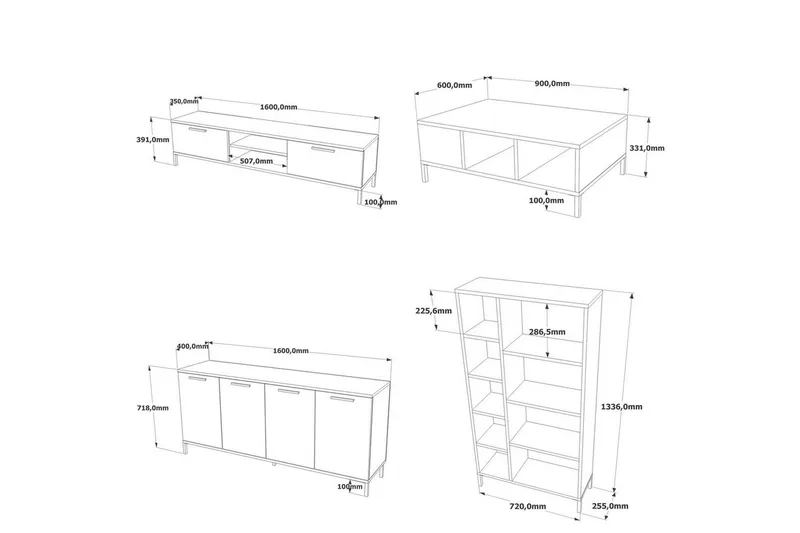 Vardagsrum Möbelset Zephral Atlantic Pine / Antracit - Natur/Antracit - Förvaring - Förvaringsmöbler - Möbelset för vardagsrum