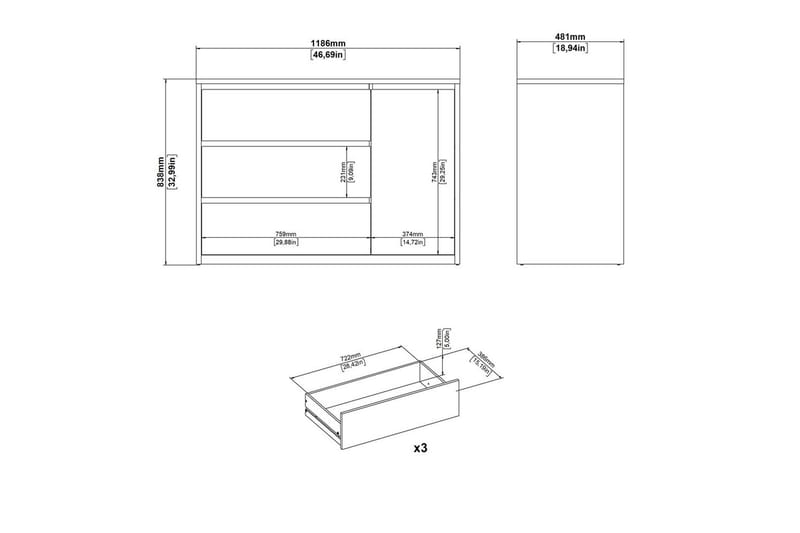 Varun Skänk 119x48 cm - Vit/Natur - Förvaring - Förvaringsmöbler - Sideboard & skänk