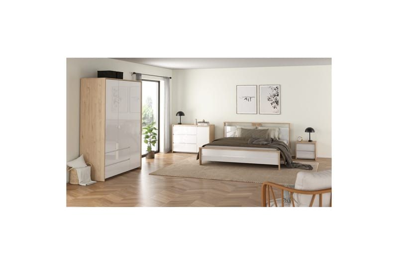 Varun Skänk 119x48 cm - Vit/Natur - Förvaring - Förvaringsmöbler - Sideboard & skänk