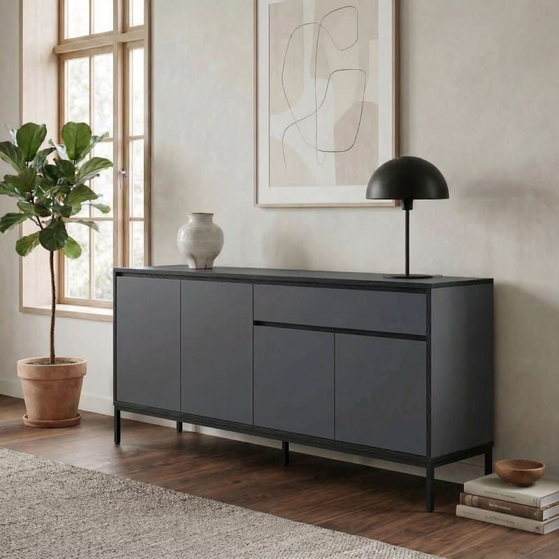 Velar Konsol 180x80x40 cm - Antracit/Wood Black/Svart - Förvaring - Förvaringsmöbler - Sideboard & skänk